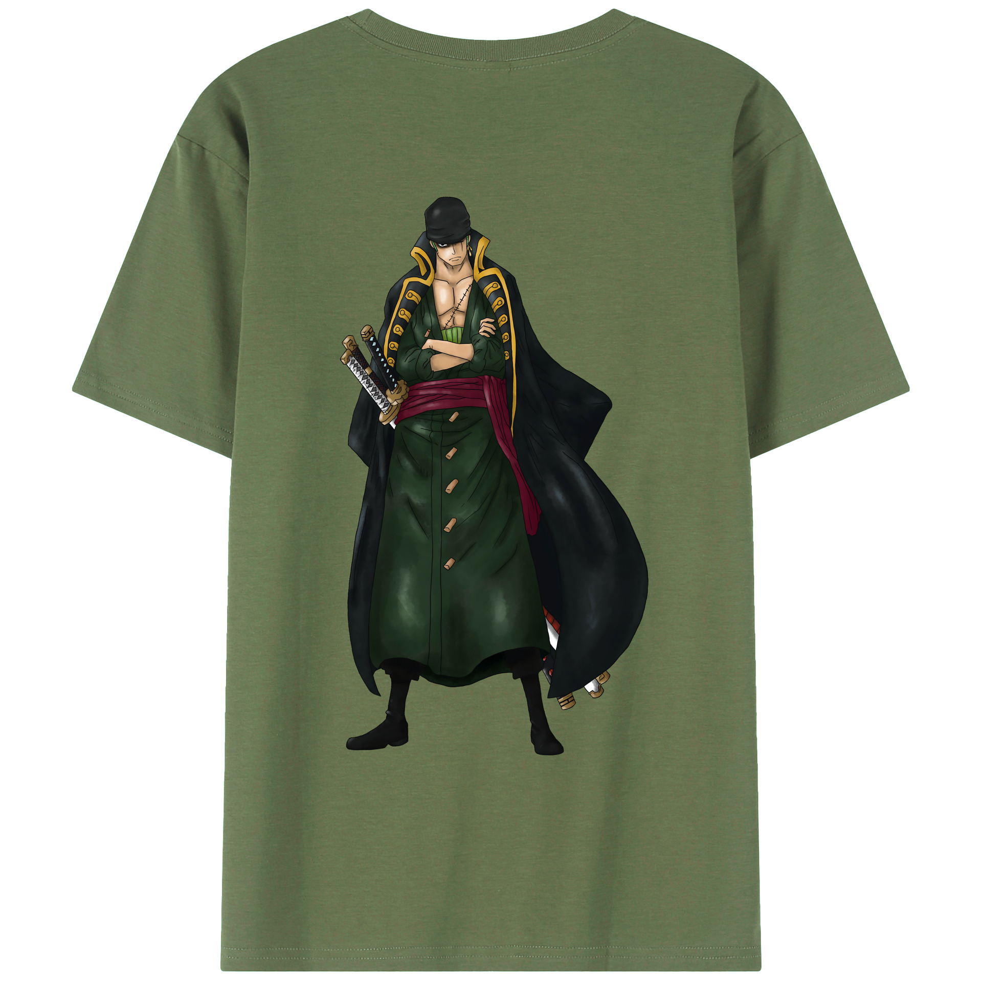 ワンピース ロロノア・ゾロ ONE PIECE Roronoa Zoro 綿100％ メンズ半袖Tシャツ（バックプリント） 通気性